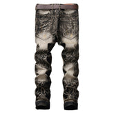 Embroidered wings ripped jeans